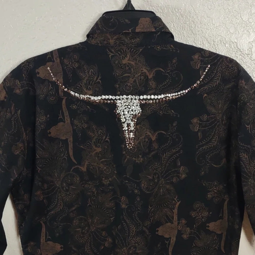 COWGIRL HARDWARE,Black and Brown Western Shirt, Size XL - Picture 11 of 17